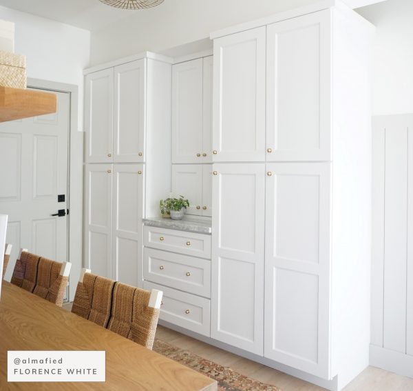 Office cabinets in white shaker style.